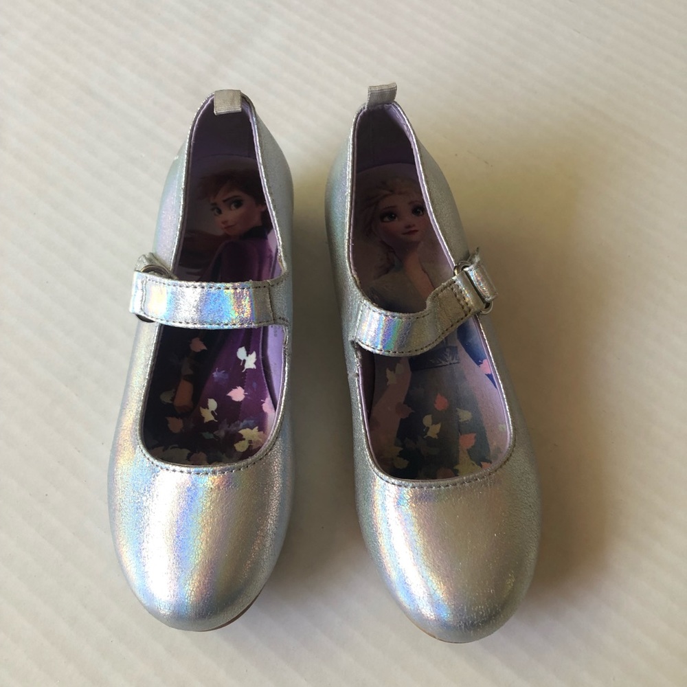 Disney Frozen shoes size 11.5 color silver shiny .